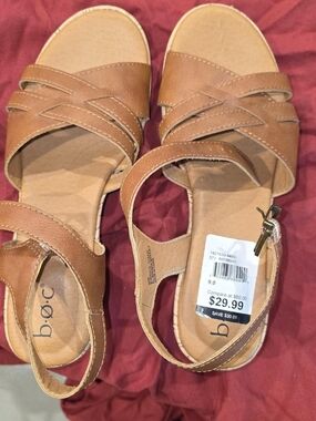 b.o.c. Women's Brown Crisscross Ankle Strap Sandals